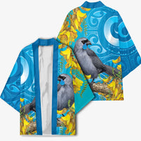 New Zealand Kokako Bird Kimono Maori Koru With Kowhai Flowers - Polynesian Pride