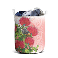 New Zealand Fantail Laundry Basket Maori Koru With Pohutukawa Flowers - Polynesian Pride