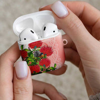 New Zealand Fantail AirPods Case Maori Koru With Pohutukawa Flowers - Polynesian Pride