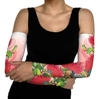 New Zealand Fantail Arm Sleeves Maori Koru With Pohutukawa Flowers - Polynesian Pride
