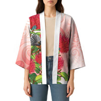 New Zealand Fantail Kimono Maori Koru With Pohutukawa Flowers - Polynesian Pride