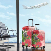 New Zealand Fantail Luggage Cover Maori Koru With Pohutukawa Flowers LT05 - Polynesian Pride