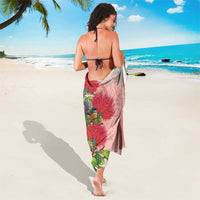 New Zealand Fantail Sarong Maori Koru With Pohutukawa Flowers - Polynesian Pride