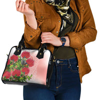 New Zealand Fantail Shoulder Handbag Maori Koru With Pohutukawa Flowers - Polynesian Pride
