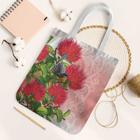 New Zealand Fantail Tote Bag Maori Koru With Pohutukawa Flowers - Polynesian Pride