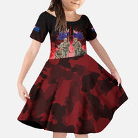 Australia And New Zealand ANZAC Day Family Matching Long Sleeve Bodycon Dress and Hawaiian Shirt Soldiers Lest We Forget LT05 Daughter's Dress Red - Polynesian Pride