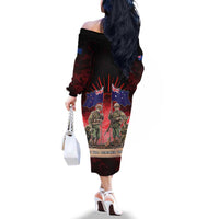 Australia And New Zealand ANZAC Day Family Matching Off The Shoulder Long Sleeve Dress and Hawaiian Shirt Soldiers Lest We Forget LT05 - Polynesian Pride