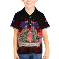 Australia And New Zealand ANZAC Day Kid Hawaiian Shirt Soldiers Lest We Forget