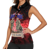 Australia And New Zealand ANZAC Day Women Sleeveless Polo Shirt Soldiers Lest We Forget