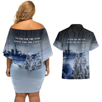 New Zealand ANZAC Day Couples Matching Off Shoulder Short Dress and Hawaiian Shirt HMNZS Achilles We Will Remember Them LT05 - Polynesian Pride