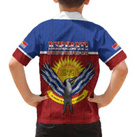 Kiribati 45th Independence Day Family Matching Long Sleeve Bodycon Dress and Hawaiian Shirt Lesser Frigatebird Tribal Pattern