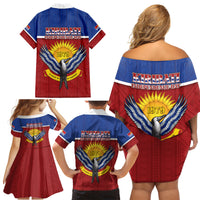 Kiribati 45th Independence Day Family Matching Off Shoulder Short Dress and Hawaiian Shirt Lesser Frigatebird Tribal Pattern LT05 - Polynesian Pride