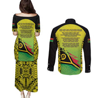 Vanuatu 46th Independence Couples Matching Puletasi and Long Sleeve Button Shirt Special Style LT05 - Polynesian Pride