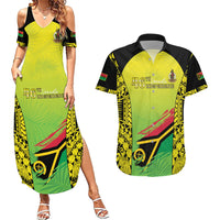 Vanuatu 45th Independence Couples Matching Summer Maxi Dress and Hawaiian Shirt Special Style - Polynesian Pride