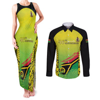 Vanuatu 46th Independence Couples Matching Tank Maxi Dress and Long Sleeve Button Shirt Special Style LT05 Yellow - Polynesian Pride