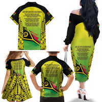 Vanuatu 46th Independence Family Matching Off The Shoulder Long Sleeve Dress and Hawaiian Shirt Special Style LT05 - Polynesian Pride