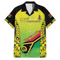 Vanuatu 46th Independence Family Matching Off The Shoulder Long Sleeve Dress and Hawaiian Shirt Special Style LT05 Dad's Shirt - Short Sleeve Yellow - Polynesian Pride