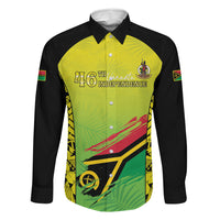 Vanuatu 46th Independence Family Matching Off The Shoulder Long Sleeve Dress and Hawaiian Shirt Special Style LT05 Dad's Shirt - Long Sleeve Yellow - Polynesian Pride