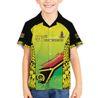 Vanuatu 46th Independence Family Matching Off The Shoulder Long Sleeve Dress and Hawaiian Shirt Special Style LT05 Son's Shirt Yellow - Polynesian Pride