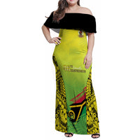 Vanuatu 46th Independence Family Matching Off Shoulder Maxi Dress and Hawaiian Shirt Special Style LT05 Mom's Dress Yellow - Polynesian Pride