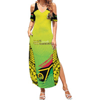 Vanuatu 46th Independence Family Matching Summer Maxi Dress and Hawaiian Shirt Special Style LT05 Mom's Dress Yellow - Polynesian Pride