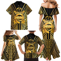 Vanuatu 45th Anniversary Of Independence Family Matching Mermaid Dress and Hawaiian Shirt Gold Style LT05 - Polynesian Pride