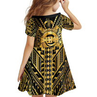 Vanuatu 45th Anniversary Of Independence Family Matching Off The Shoulder Long Sleeve Dress and Hawaiian Shirt Gold Style LT05 - Polynesian Pride