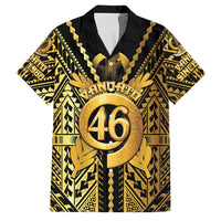 Vanuatu 45th Anniversary Of Independence Family Matching Off Shoulder Short Dress and Hawaiian Shirt Gold Style LT05 Dad's Shirt - Short Sleeve Gold - Polynesian Pride