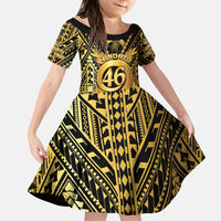 Vanuatu 46th Anniversary Of Independence Family Matching Puletasi and Hawaiian Shirt Gold Style LT05 Daughter's Dress Gold - Polynesian Pride