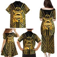 Vanuatu 46th Anniversary Of Independence Family Matching Puletasi and Hawaiian Shirt Gold Style LT05 - Polynesian Pride