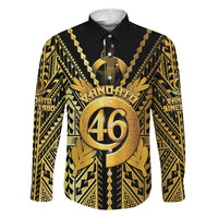 Vanuatu 46th Anniversary Of Independence Family Matching Puletasi and Hawaiian Shirt Gold Style LT05 Dad's Shirt - Long Sleeve Gold - Polynesian Pride