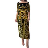 Vanuatu 46th Anniversary Of Independence Family Matching Puletasi and Hawaiian Shirt Gold Style LT05 Mom's Dress Gold - Polynesian Pride