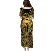 Vanuatu 46th Anniversary Of Independence Family Matching Puletasi and Hawaiian Shirt Gold Style LT05 - Polynesian Pride