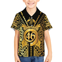 Vanuatu 46th Anniversary Of Independence Family Matching Puletasi and Hawaiian Shirt Gold Style LT05 Son's Shirt Gold - Polynesian Pride