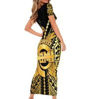 Vanuatu 45th Anniversary Of Independence Family Matching Short Sleeve Bodycon Dress and Hawaiian Shirt Gold Style LT05 - Polynesian Pride