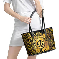 Vanuatu 46th Anniversary Of Independence Leather Tote Bag Gold Style LT05 - Polynesian Pride