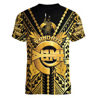 Vanuatu 46th Anniversary Of Independence Women V-Neck T-Shirt Gold Style LT05 - Polynesian Pride