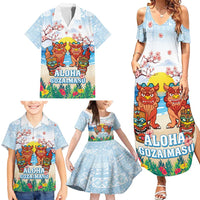 Hawaii And Japan Okinawa Family Matching Summer Maxi Dress and Hawaiian Shirt Aloha Gozaimasu Tiki With Shisa LT05 - Polynesian Pride