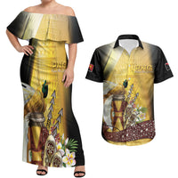 Papua New Guinea Couples Matching Off Shoulder Maxi Dress and Hawaiian Shirt Independence Day Unique Style LT05 Gold - Polynesian Pride