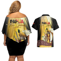 Papua New Guinea Couples Matching Off Shoulder Short Dress and Hawaiian Shirt Independence Day Unique Style LT05 - Polynesian Pride