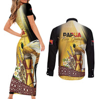 Papua New Guinea Couples Matching Short Sleeve Bodycon Dress and Long Sleeve Button Shirt Independence Day Unique Style LT05 - Polynesian Pride