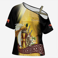 Papua New Guinea Cross Shoulder Shirt Independence Day Unique Style LT05 Female Gold - Polynesian Pride