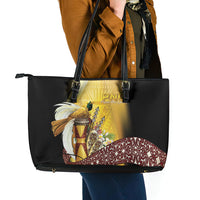 Papua New Guinea Leather Tote Bag Independence Day Unique Style LT05 - Polynesian Pride