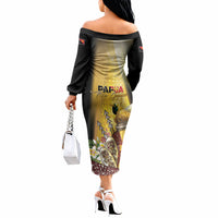 Papua New Guinea Off The Shoulder Long Sleeve Dress Independence Day Unique Style LT05 - Polynesian Pride