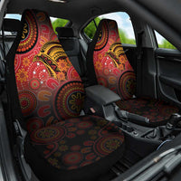 Papua New Guinea Car Seat Cover Birds Of Paradise With Aboriginal Pattern LT05 One Size Red - Polynesian Pride