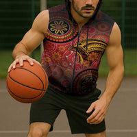 Papua New Guinea Sleeveless Zip Hoodie Birds Of Paradise With Aboriginal Pattern - Polynesian Pride