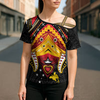 Papua New Guinea Independence Day Cross Shoulder Shirt Tribal Mask LT05 - Polynesian Pride