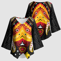 Papua New Guinea Independence Day Kimono Sleeve Blouse Tribal Mask LT05 - Polynesian Pride