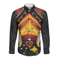 Papua New Guinea Independence Day Long Sleeve Button Shirt Tribal Mask LT05 Unisex Red - Polynesian Pride