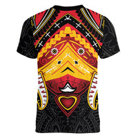 Papua New Guinea Independence Day Women V-Neck T-Shirt Tribal Mask LT05 - Polynesian Pride